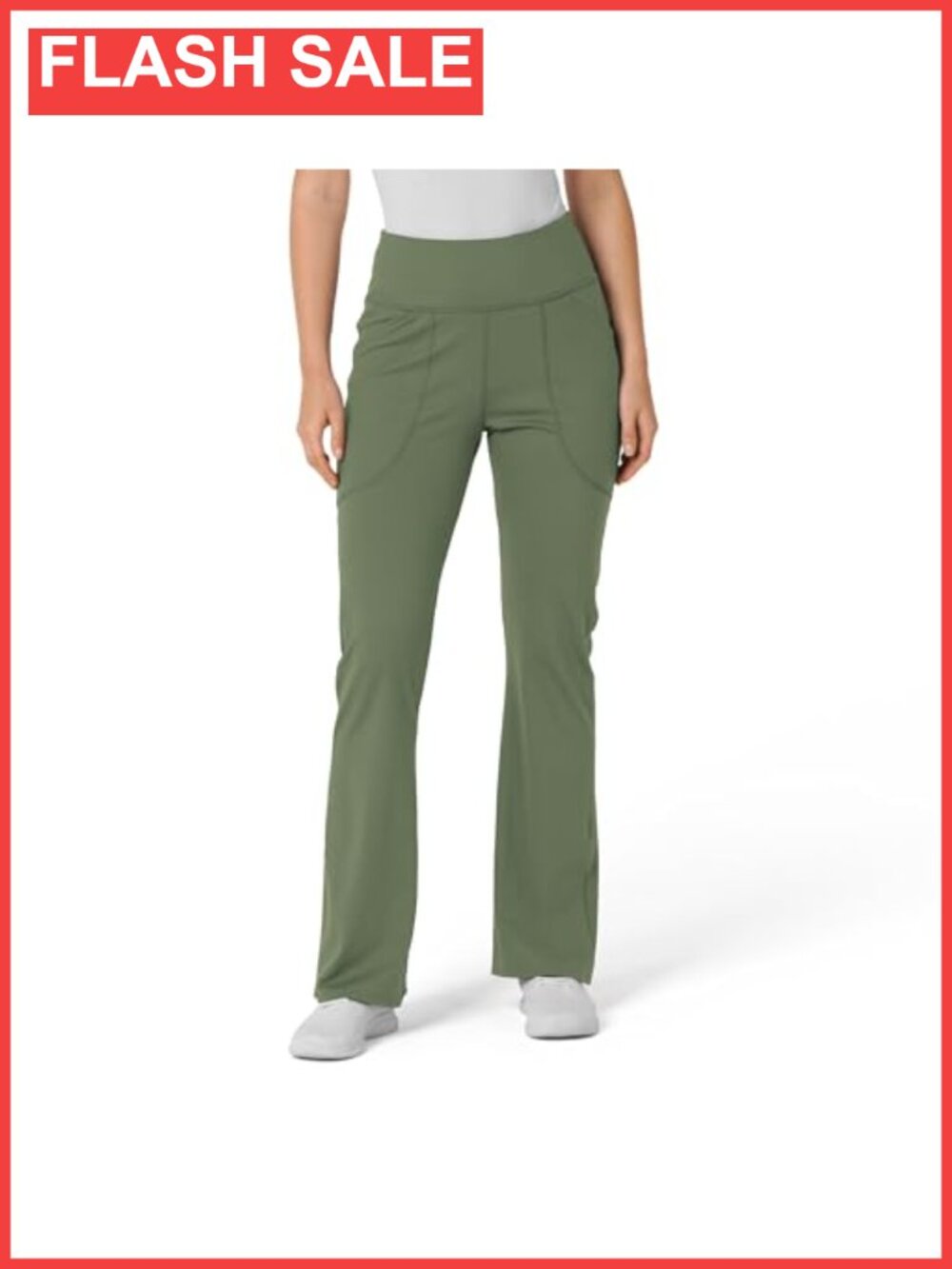 Flare Yoga Scrub Pant Recycled Knit Mid Rise Pull On Womens Medical Workwear